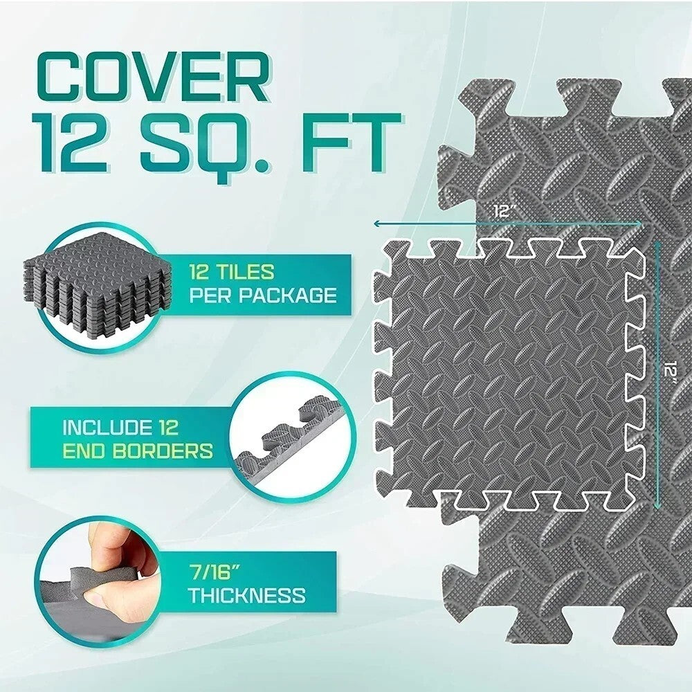 EXTRA THICK GYM FLOORING INTERLOCKING FLOOR MATS EVA SOFT FOAM MAT YOGA TILES UK