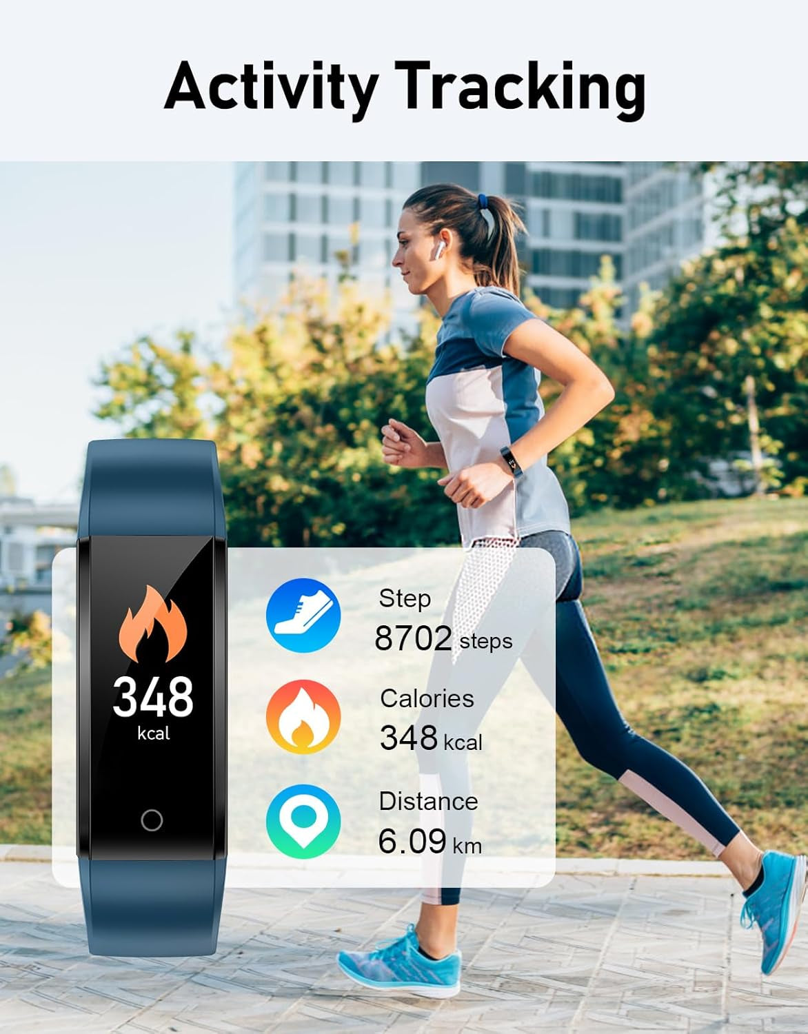 Pedometer Watch Fitness Watch No Bluetooth/App/Phone Required,Fitness Tracker with Step Counter Calories Counter Sleep Monitor for Walking Running