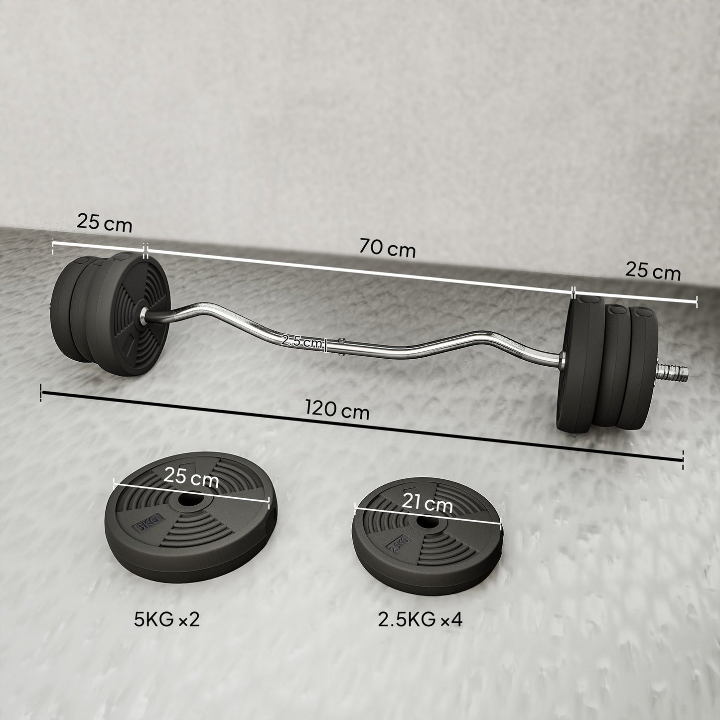 25Kg Adjustable Barbell Weights Set for Home Gym Strength Training
