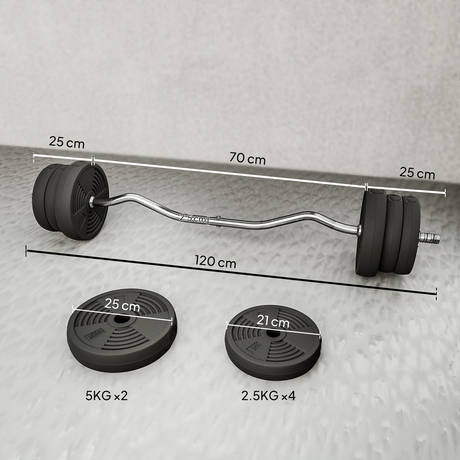 25Kg Adjustable Barbell Weights Set for Home Gym Strength Training