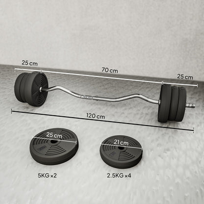 25Kg Adjustable Barbell Weights Set for Home Gym Strength Training