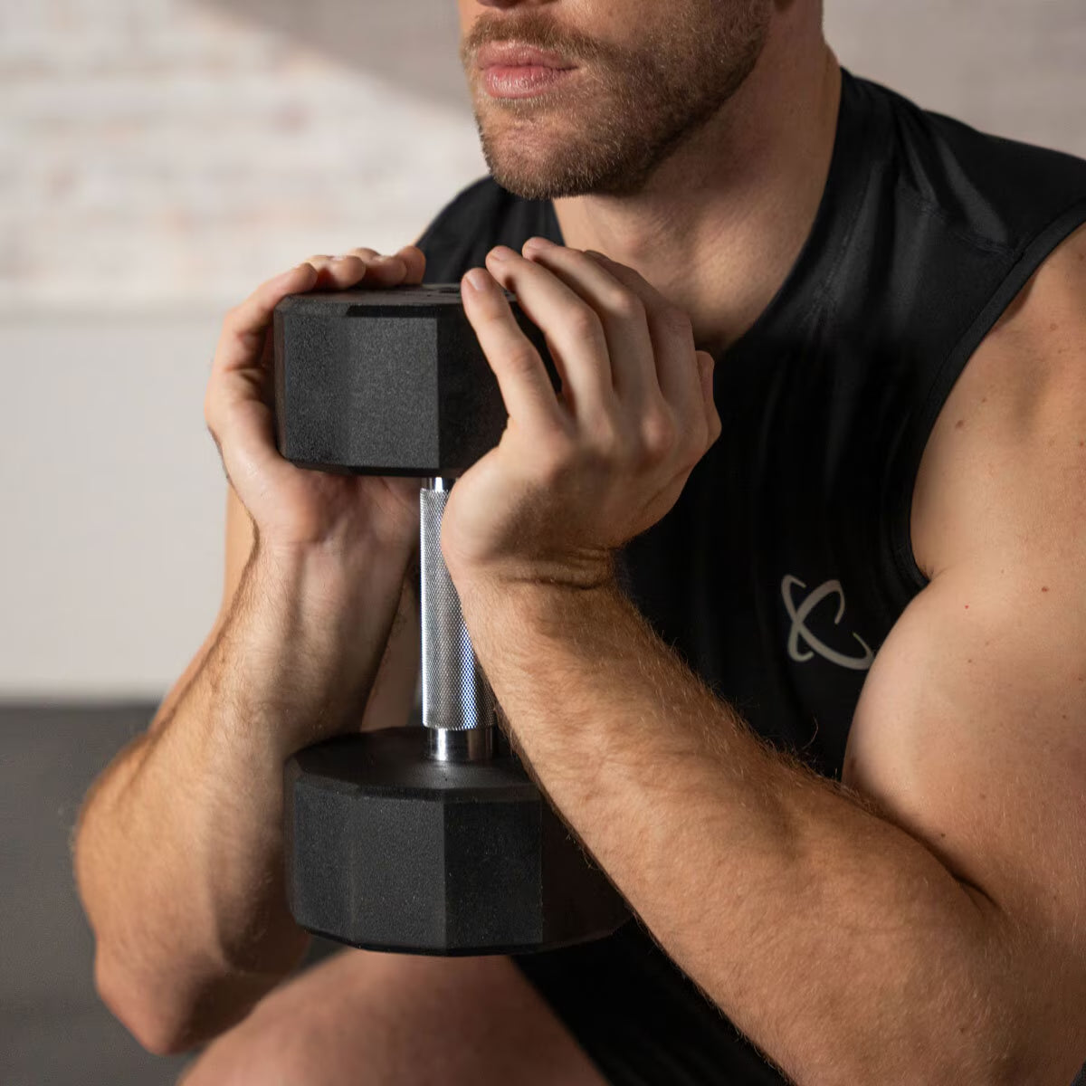 210Lbs (95Kg) Rubber Dumbbell Set with Weight Rack