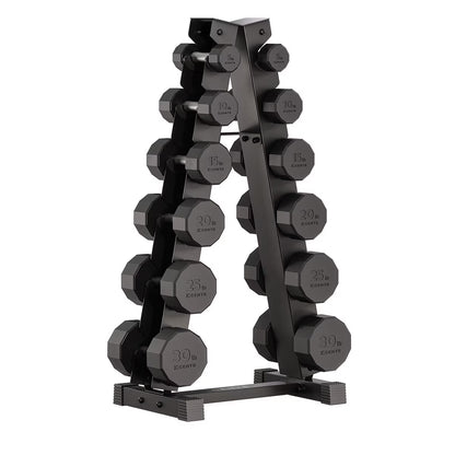 210Lbs (95Kg) Rubber Dumbbell Set with Weight Rack