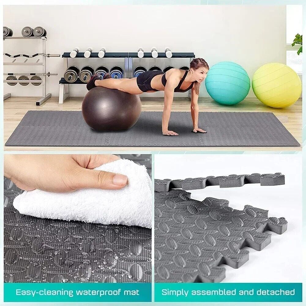 EXTRA THICK GYM FLOORING INTERLOCKING FLOOR MATS EVA SOFT FOAM MAT YOGA TILES UK